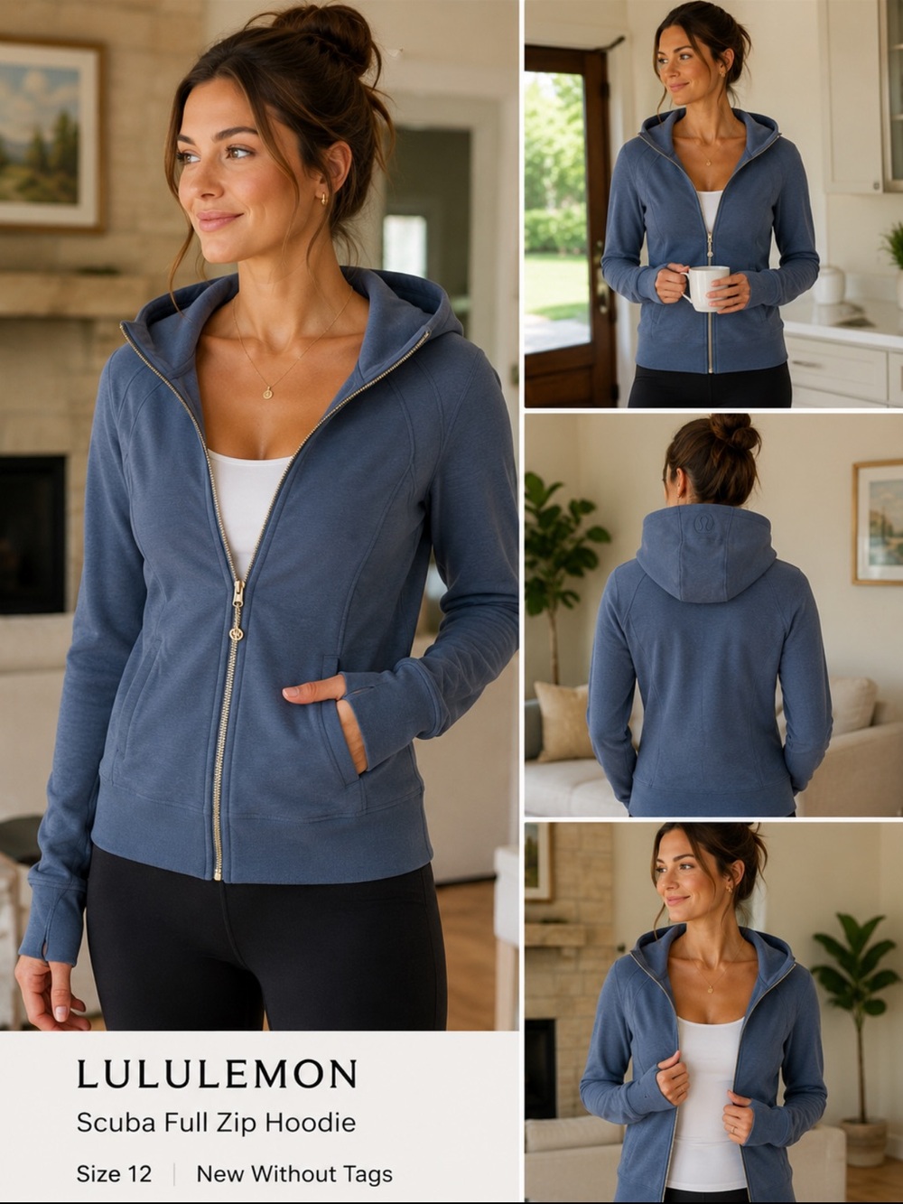 Lululemon Scuba Full Zip Hoodie Blue Size 12 NWOT